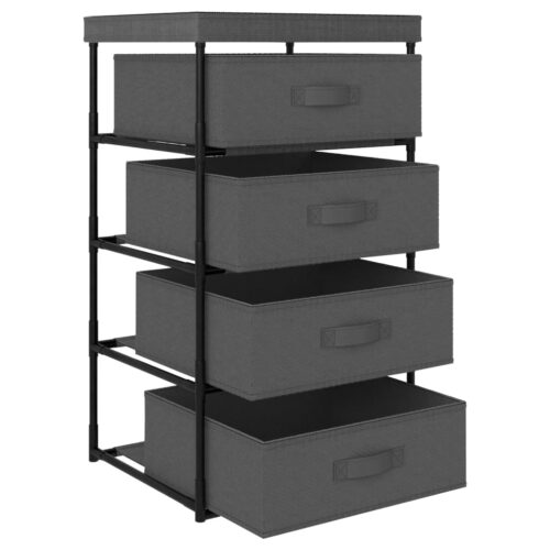 Storage Rack with 4 Fabric Baskets Steel Grey - Image 3