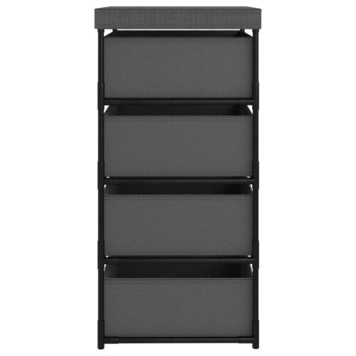 Storage Rack with 4 Fabric Baskets Steel Grey - Image 4