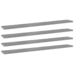 Bookshelf Boards 4pcs Concrete Grey 80x10x1.5cm Engineered Wood