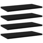 Bookshelf Boards 4pcs Black 40x20x1.5cm Engineered Wood