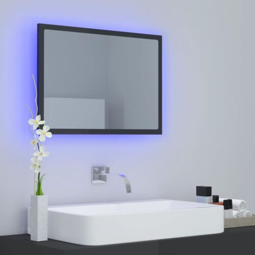 LED Bathroom Mirror High Gloss Grey 60x8.5x37cm Acrylic - Image 10
