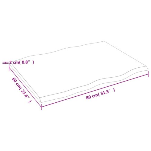Table Top Light Brown 80x60x2cm Treated Solid Wood Oak DIY Desk Panel Board - Image 5