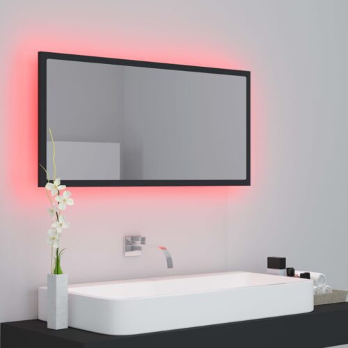 LED Bathroom Mirror Grey 90x8.5x37cm Acrylic - Image 9