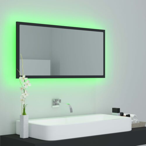 LED Bathroom Mirror Grey 90x8.5x37cm Acrylic - Image 10