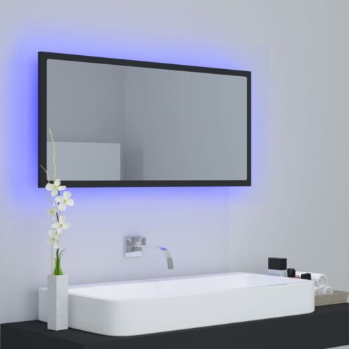 LED Bathroom Mirror Grey 90x8.5x37cm Acrylic - Image 11