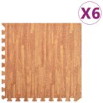 Floor Mats 6pcs Wood Grain 2.16m EVA Foam