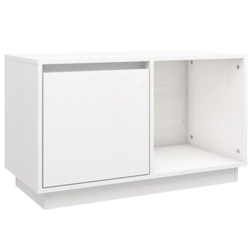 TV Cabinet White 74x35x44cm Solid Wood Pine - Image 2