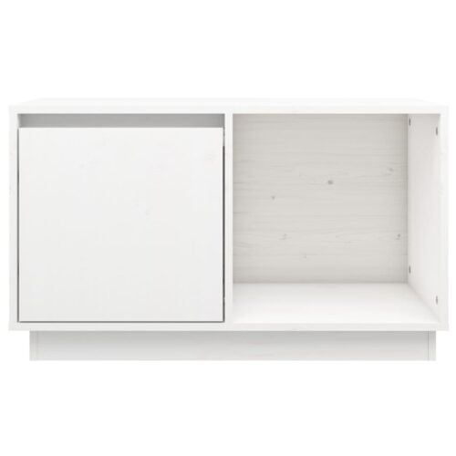 TV Cabinet White 74x35x44cm Solid Wood Pine - Image 3