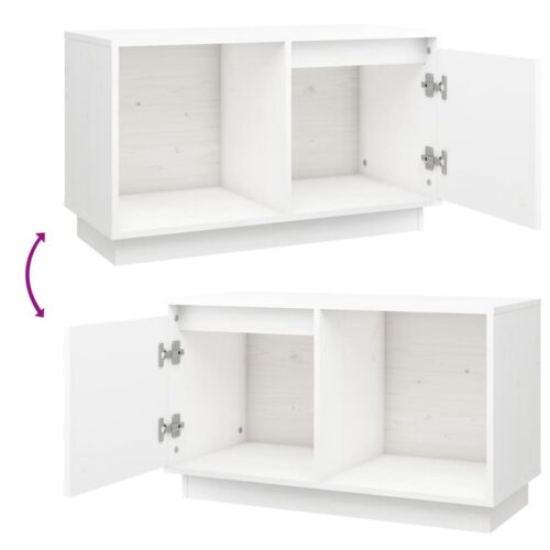 TV Cabinet White 74x35x44cm Solid Wood Pine - Image 6