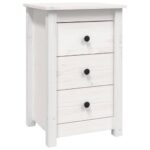 Pine Wood Bedside Table Drawer Storage Side Cabinet Bedroom Nightstand White