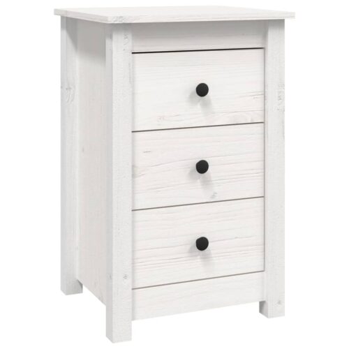 Pine Wood Bedside Table Drawer Storage Side Cabinet Bedroom Nightstand White