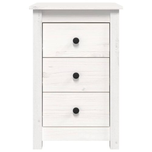 Pine Wood Bedside Table Drawer Storage Side Cabinet Bedroom Nightstand White - Image 3