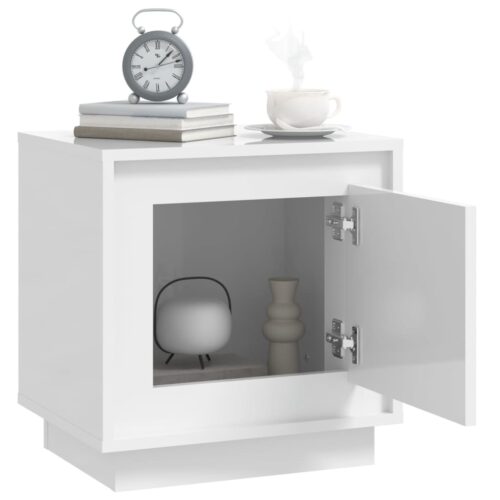 Bedside Cabinet High Gloss White 44x35x45cm Engineered Wood - Image 5
