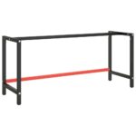 Work Bench Frame Matte Black Matte Red 180x57x79cm Metal