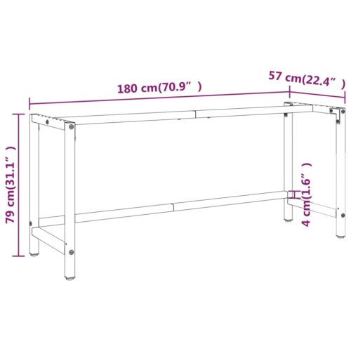 Work Bench Frame Matte Black Matte Red 180x57x79cm Metal - Image 9
