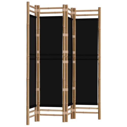 Folding 4-Panel Room Divider 160cm Bamboo Canvas - Image 2