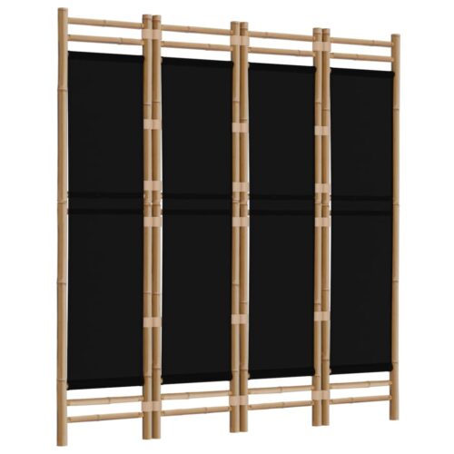 Folding 4-Panel Room Divider 160cm Bamboo Canvas - Image 3