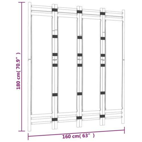 Folding 4-Panel Room Divider 160cm Bamboo Canvas - Image 9