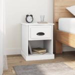Bedside Cabinet White 39x39x47.5cm Engineered Wood