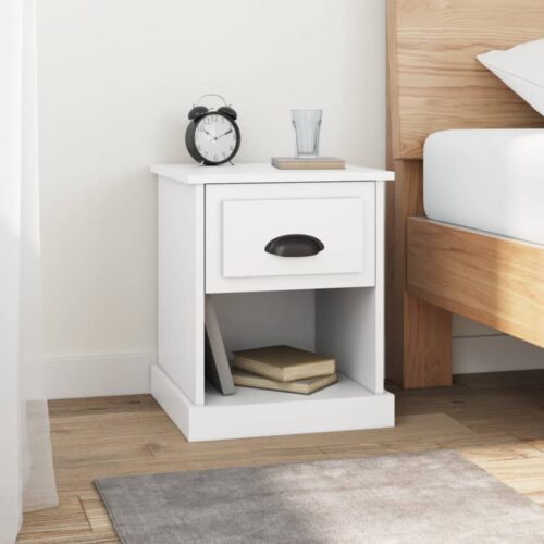 Bedside Cabinet White 39x39x47.5cm Engineered Wood