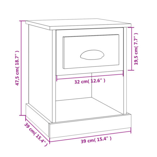 Bedside Cabinet White 39x39x47.5cm Engineered Wood - Image 10