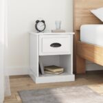 Bedside Cabinet High Gloss White 39x39x47.5cm Engineered Wood