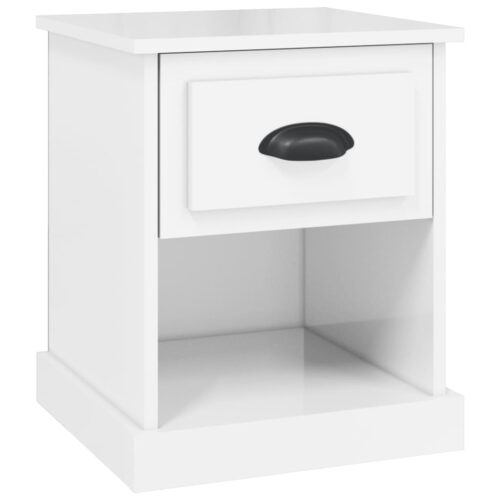 Bedside Cabinet High Gloss White 39x39x47.5cm Engineered Wood - Image 2