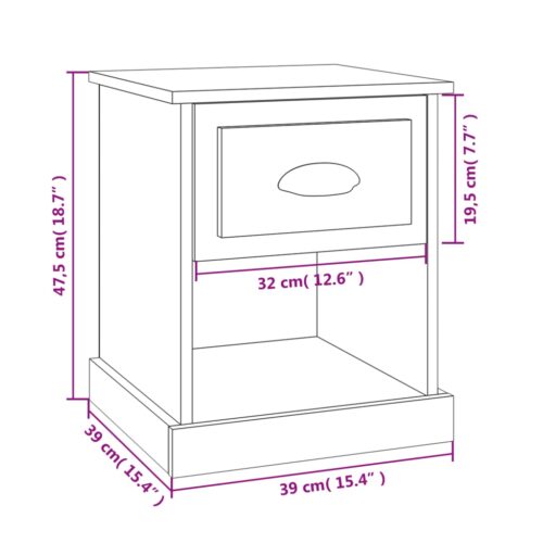 Bedside Cabinet High Gloss White 39x39x47.5cm Engineered Wood - Image 10