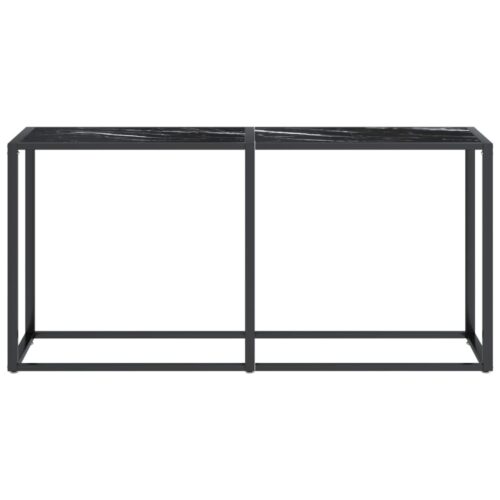 Console Table Black Marble 160x35x75.5cm Tempered Glass - Image 3