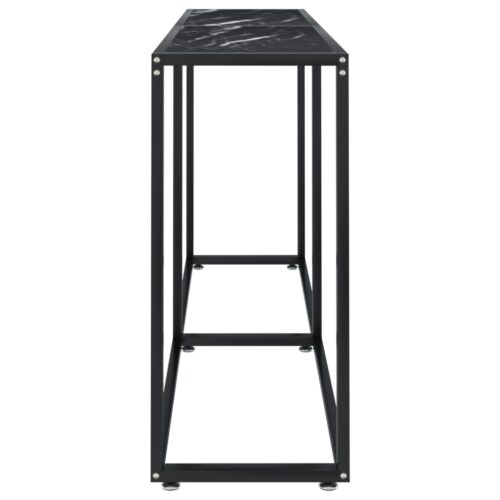 Console Table Black Marble 160x35x75.5cm Tempered Glass - Image 4