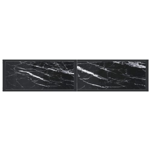 Console Table Black Marble 160x35x75.5cm Tempered Glass - Image 5