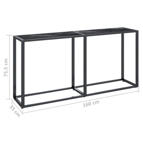Console Table Black Marble 160x35x75.5cm Tempered Glass - Image 7