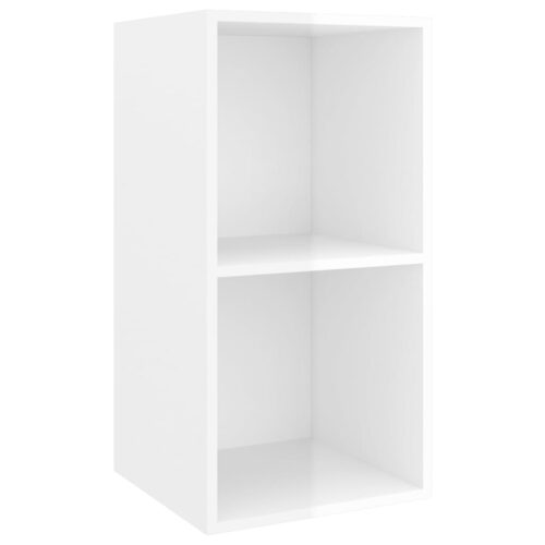 Wall-mounted TV Cabinet High Gloss White 37x37x72cm Engineered Wood - Image 2
