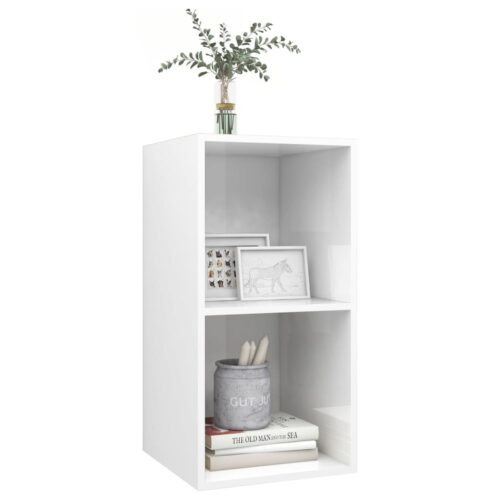 Wall-mounted TV Cabinet High Gloss White 37x37x72cm Engineered Wood - Image 3