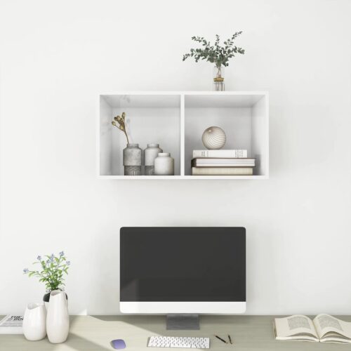 Wall-mounted TV Cabinet High Gloss White 37x37x72cm Engineered Wood - Image 7