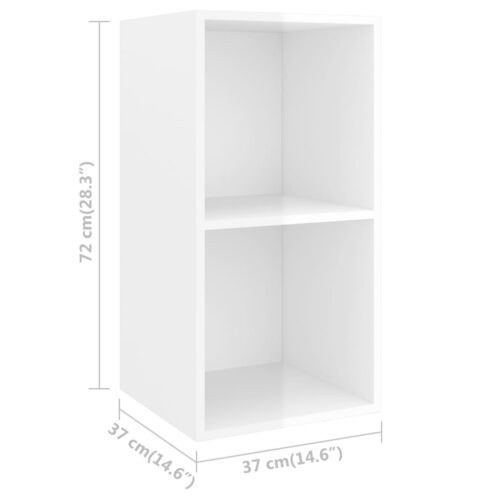 Wall-mounted TV Cabinet High Gloss White 37x37x72cm Engineered Wood - Image 9