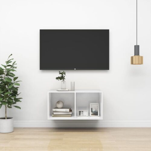 Wall-mounted TV Cabinet High Gloss White 37x37x72cm Engineered Wood - Image 10