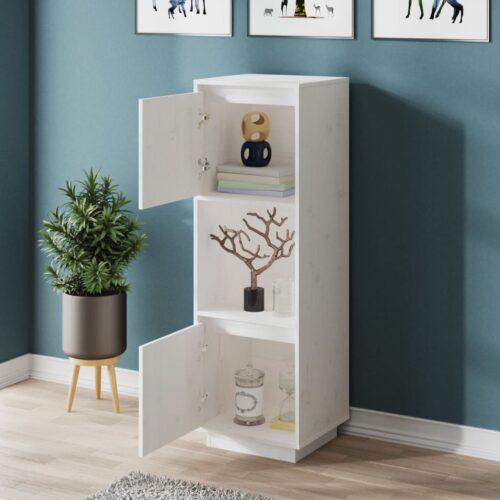 Highboard White 38x35x117cm Solid Wood Pine - Image 9