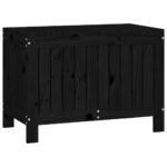 Garden Storage Box Black 76x42.5x54cm Solid Wood Pine