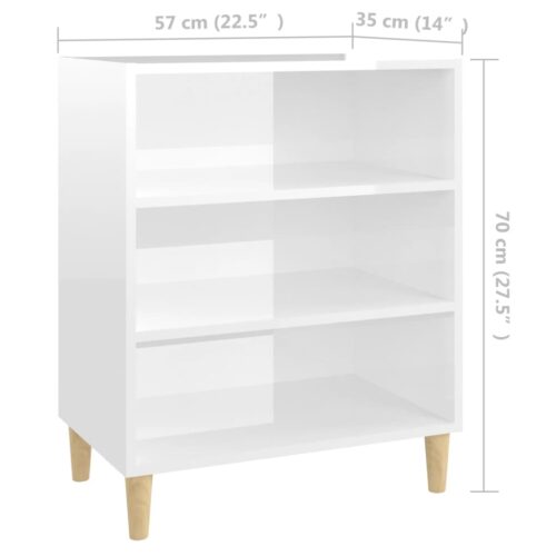 Sideboard High Gloss White 57x35x70cm Engineered Wood - Image 6