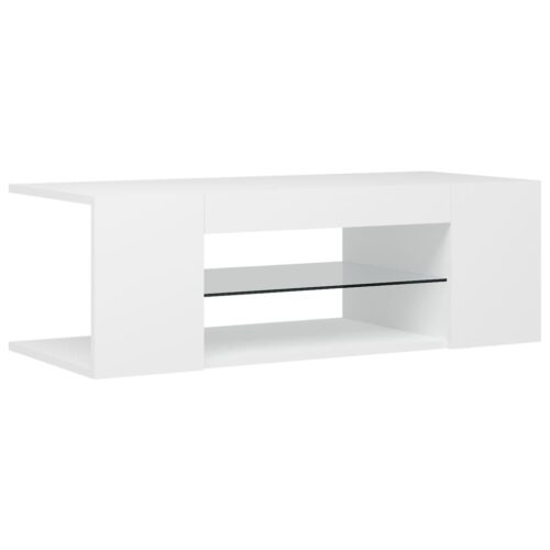 TV Cabinet with LED Lights White 90x39x30cm - Image 2