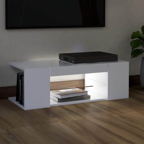 TV Cabinet with LED Lights White 90x39x30cm - Image 4