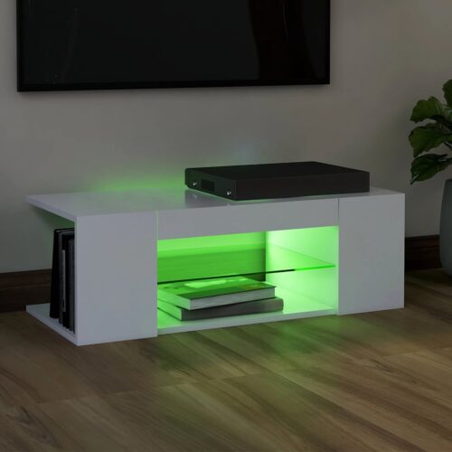 TV Cabinet with LED Lights White 90x39x30cm - Image 5