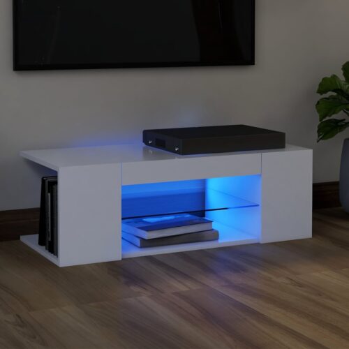 TV Cabinet with LED Lights White 90x39x30cm - Image 12