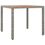 Garden Table with Wooden Top Grey Poly Rattan Solid Wood Acacia