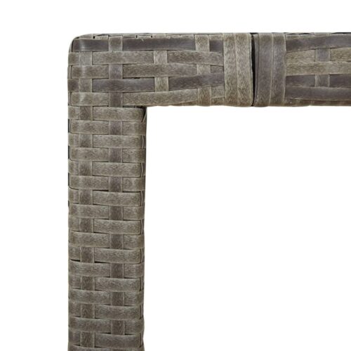 Garden Table with Wooden Top Grey Poly Rattan Solid Wood Acacia - Image 5