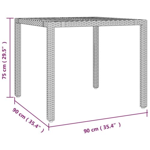 Garden Table with Wooden Top Grey Poly Rattan Solid Wood Acacia - Image 6