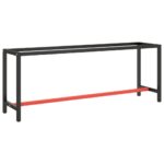 Work Bench Frame Matte Black Matte Red 210x50x79cm Metal