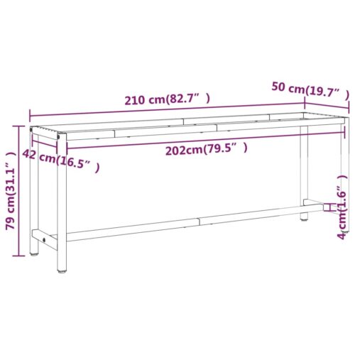 Work Bench Frame Matte Black Matte Red 210x50x79cm Metal - Image 8