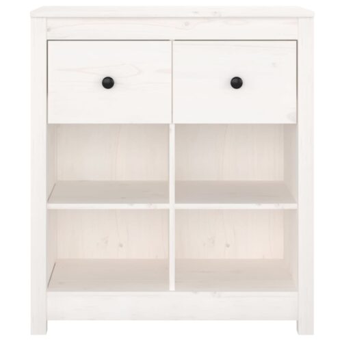 Sideboard White 70x35x80cm Solid Wood Pine - Image 3